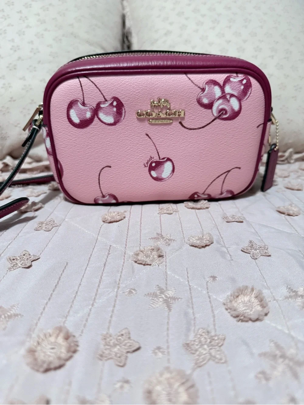 Coach Pink Cherry Print Crossbody in Blush and Berry